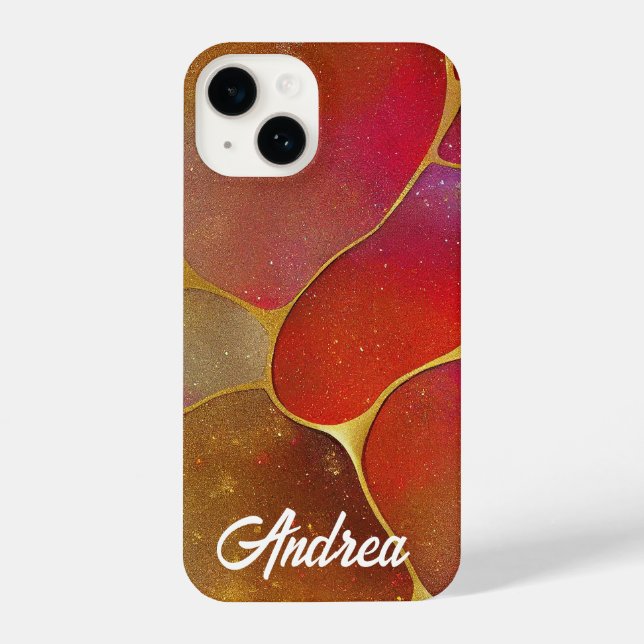 Kintsugi Red und Gold iPhone 14 Hülle (Rückseite)