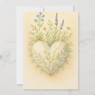 Kintsugi Wildflower Heart Watercolor Dankeskarte