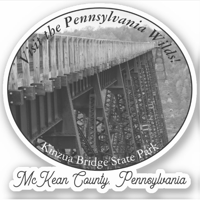 Kinzua Bridge Staat Park McKean Landkreis PA Souve Aufkleber (Vorderseite)