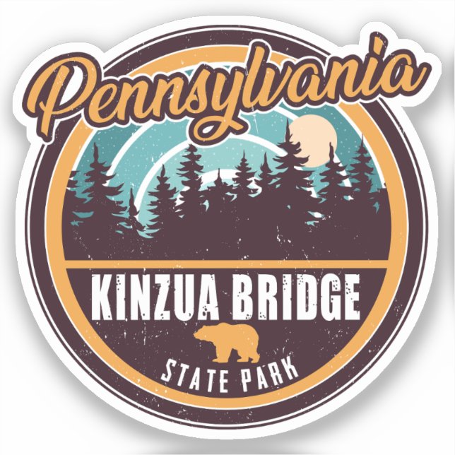 Kinzua Bridge Staat Park Pennsylvania Retro Abzeic Aufkleber (Vorderseite)