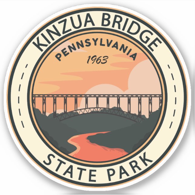 Kinzua Bridge Staat Park Pennsylvania Retro Abzeic Aufkleber (Vorderseite)