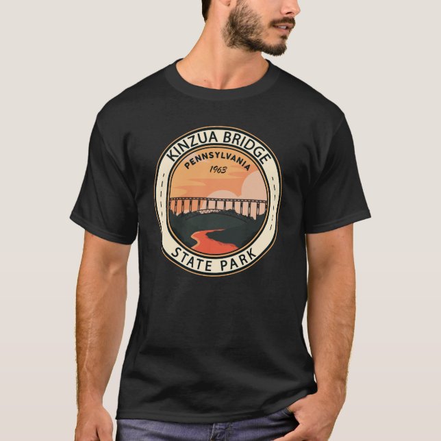 Kinzua Bridge Staat Park Pennsylvania Retro Abzeic T-Shirt (Vorderseite)