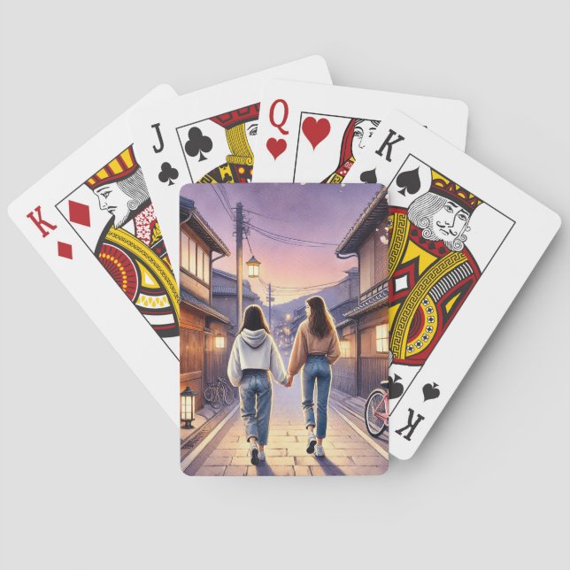Kioto-Freundinnen in der Abenddämmerung - Karten s Spielkarten (Rückseite)
