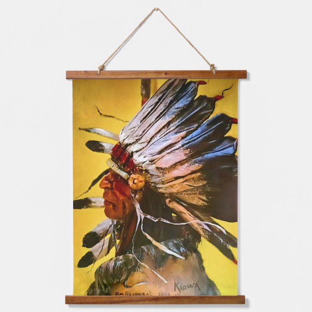 Kiowa Chief  Wandteppich Mit Holzrahmen (Vorderseite)