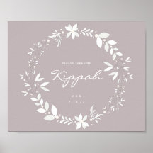 Kippah-Hochzeitszeichen, weiß und Lila P