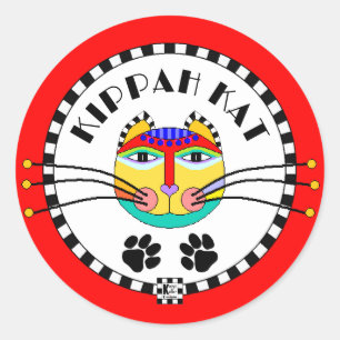 Kippah Kat Runder Aufkleber