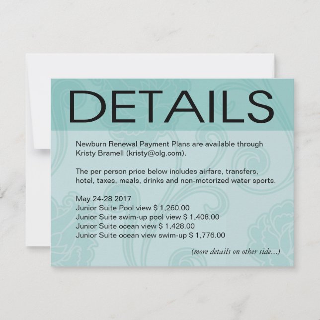 Kira Seashell Dreams Beach Wedding Route aqua Einladung (Vorderseite)