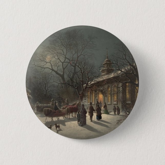 Kirche am Heiligen Abend Button (Vorderseite)
