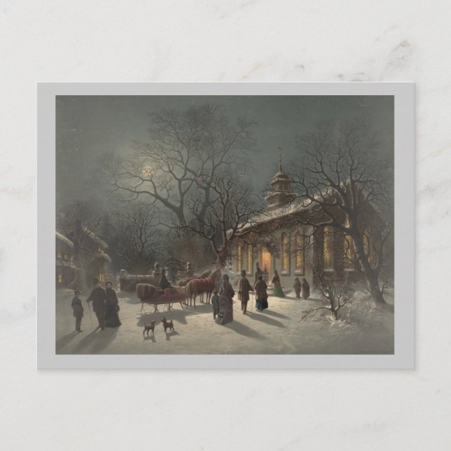 Kirche am Heiligen Abend Feiertagspostkarte (Vorderseite)