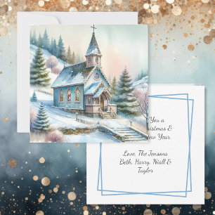 Kirche am Schneewintertag Christmas Karte