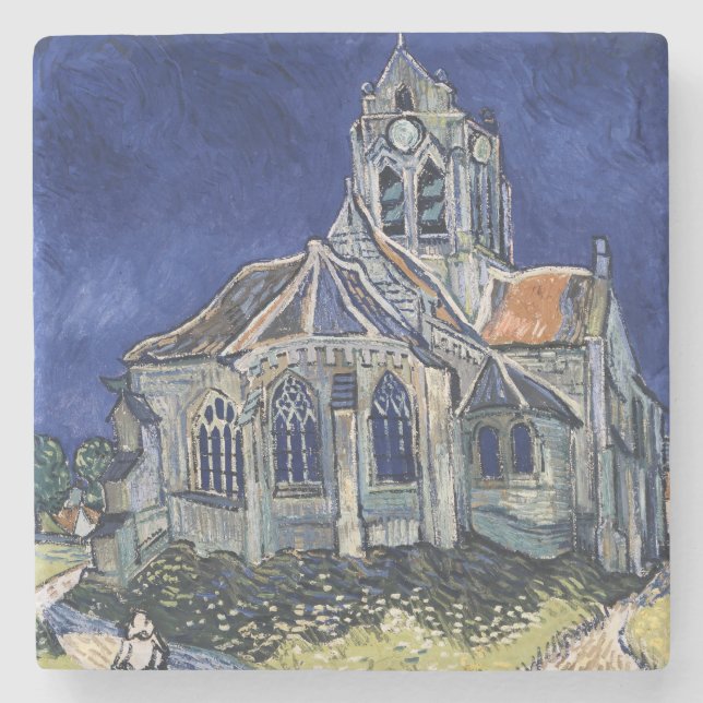 Kirche Auvers-sur-Oise, das Vincent van Gogh malt Steinuntersetzer (Vorderseite)