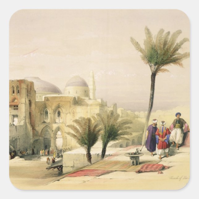 Kirche des Heiligen Sepulchers, Jerusalem, Teller  Quadratischer Aufkleber (Vorderseite)