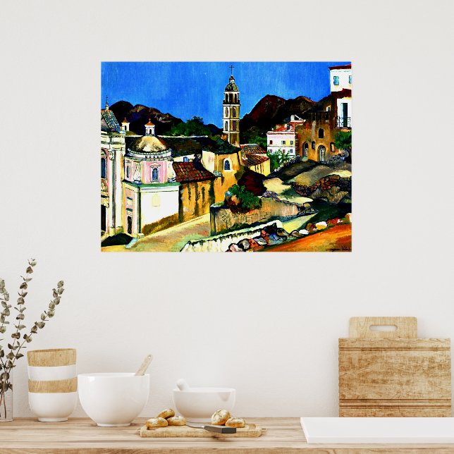 Kirche in Belgodere, Korsika Poster (Küche)
