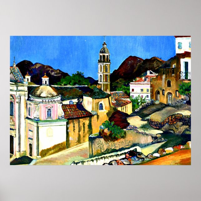Kirche in Belgodere, Korsika Poster (Vorne)