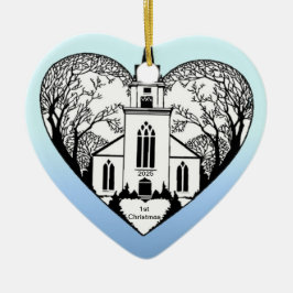 Kirche in einem Herzen - kundengerechte Verzierung Keramik Ornament