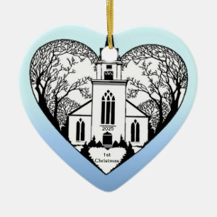 Kirche in einem Herzen - kundengerechte Verzierung Keramik Ornament