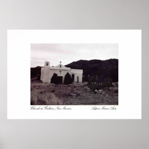 Kirche in Golden, New Mexico Poster