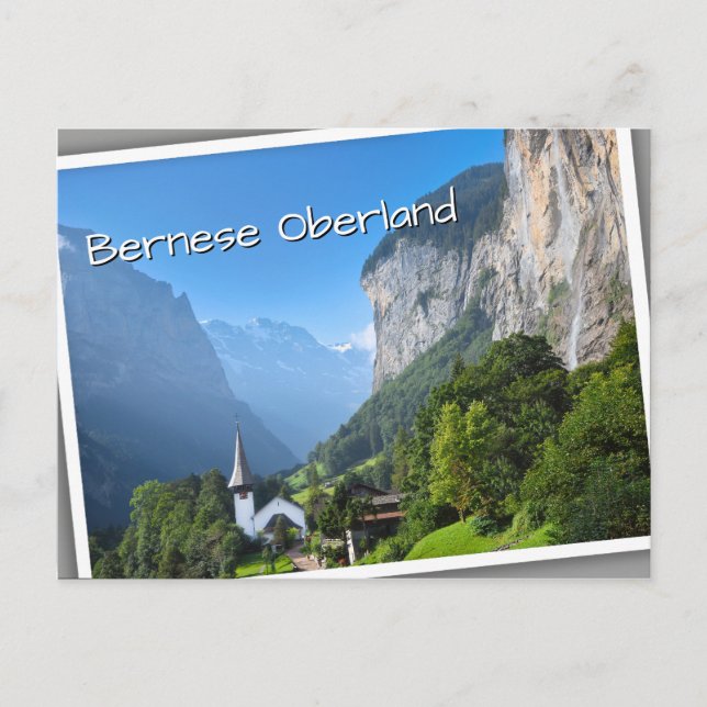 Kirche in Lauterbrunnen, Schweiz Postkarte (Vorderseite)