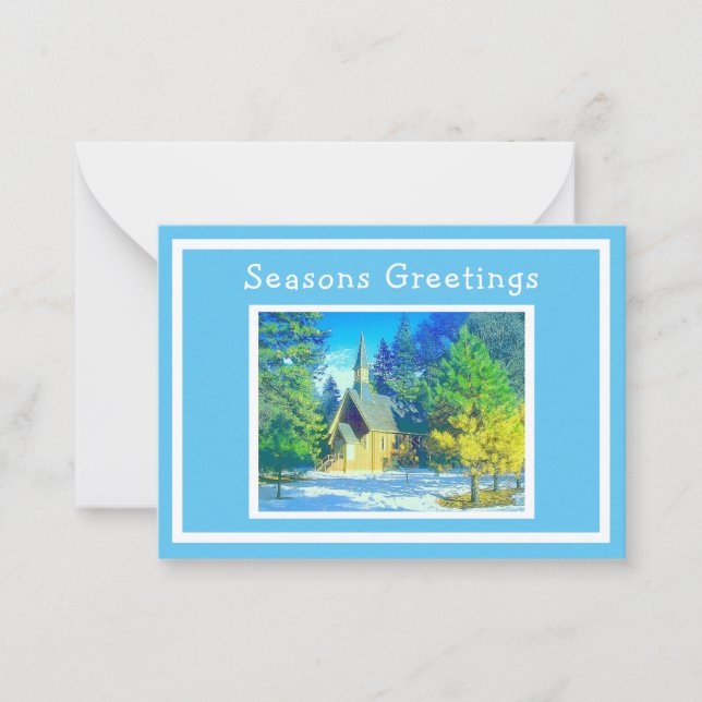Kirche in Snowy Landschaft Weihnachtskarte Mitteilungskarte (Vorderseite)