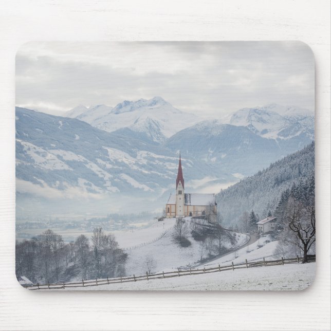 Kirche in Zillertal in Winter mousepad (Vorne)