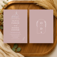 Kirche Kapelle Mauve Pink Linien Kunst Hochzeit