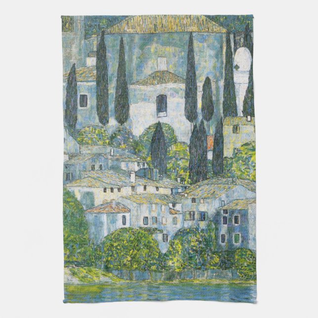 Kirche (Kirche) in Cassone von Gustav Klimt Geschirrtuch (Vertikal)