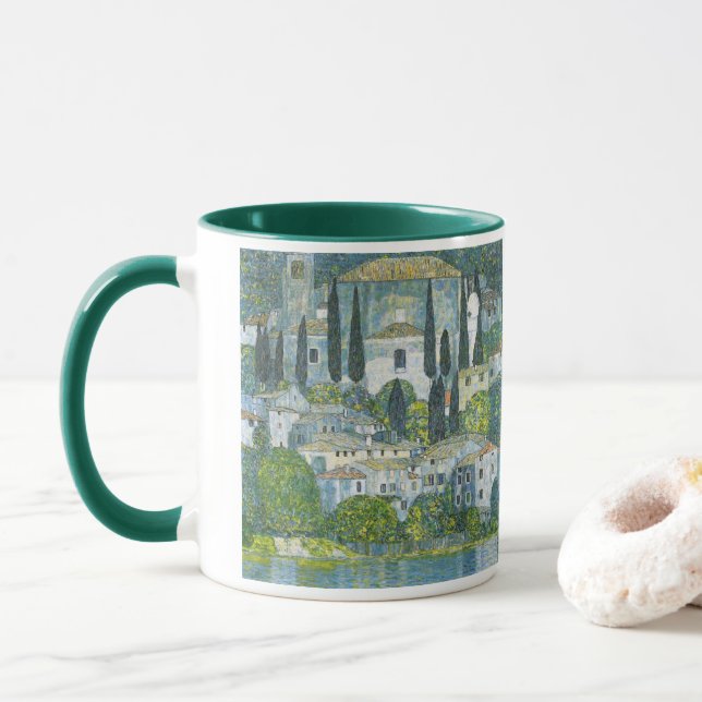 Kirche (Kirche) in Cassone von Gustav Klimt Tasse (Mit Donut)