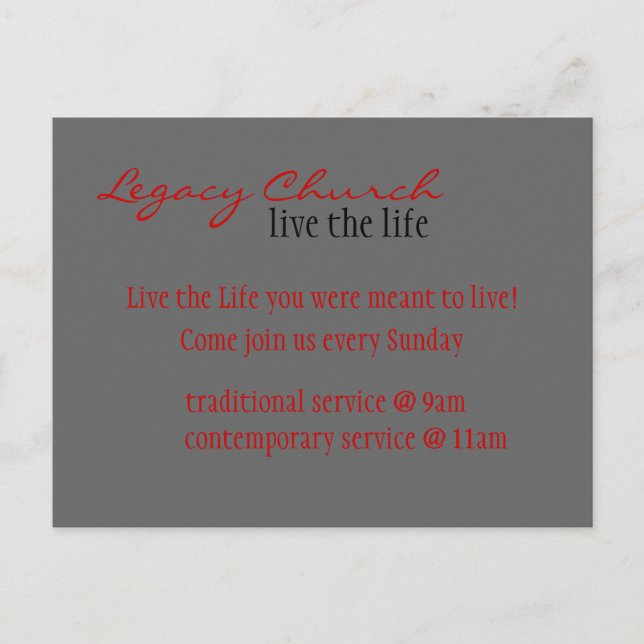 Kirche laden Postkarte ein (Vorderseite)