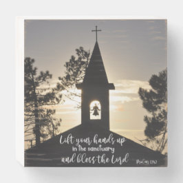 Kirche mit Psalmen heben Bibelverse auf Holzkisten Schild