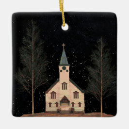 Kirche & Night Sky Keramikornament