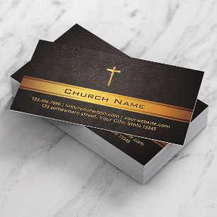 Kirche Pastor Classy Leather Gold Bar Visitenkarte