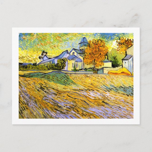 Kirche Saint-Paul-de-Mausole, Vincent van Gogh Postkarte (Vorderseite)