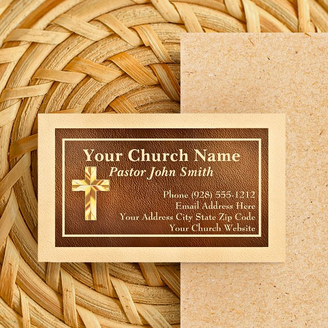 Kirche Santa Maria delle Grazie Visitenkarte (Church Pastor Gold Faux Leather Business Cards)