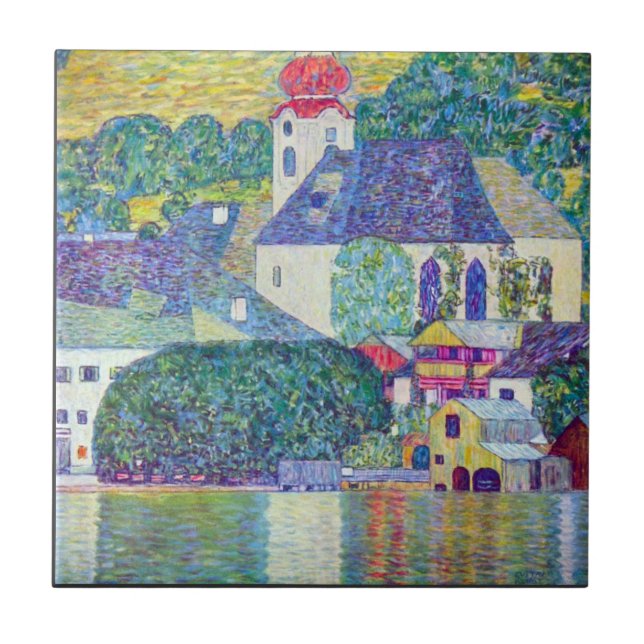 Kirche St. Wolfgang durch Gustav Klimt Fliese (Vorderseite)