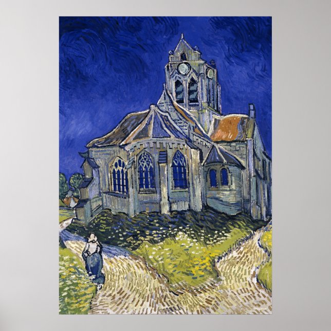 Kirche von Auvers von Van Gogh Gemälde Art Poster (Vorne)