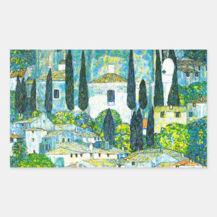 Kirche von Cassone Gustav Klimt Rechteckiger Aufkleber