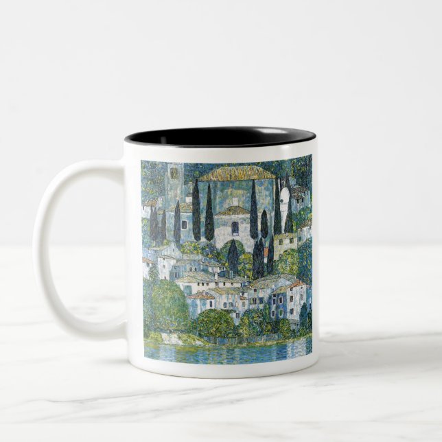 Kirche von Gustav Klimt in Cassone Zweifarbige Tasse (Links)