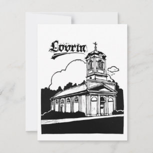 Kirche von Lovrin Linolumschnitt RSVP Karte