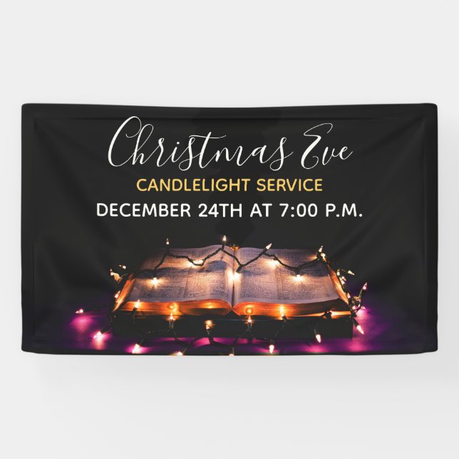 Kirche Weihnachten Abend Candlelight Service Banner (Horizontal)