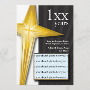 Kirchen-Jahrestags-goldenes Kreuz Einladung