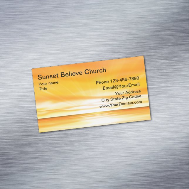 Kirchen-Sonnenuntergang-Visitenkarte-Magneten Magnetische Visitenkarte (Beispiel)