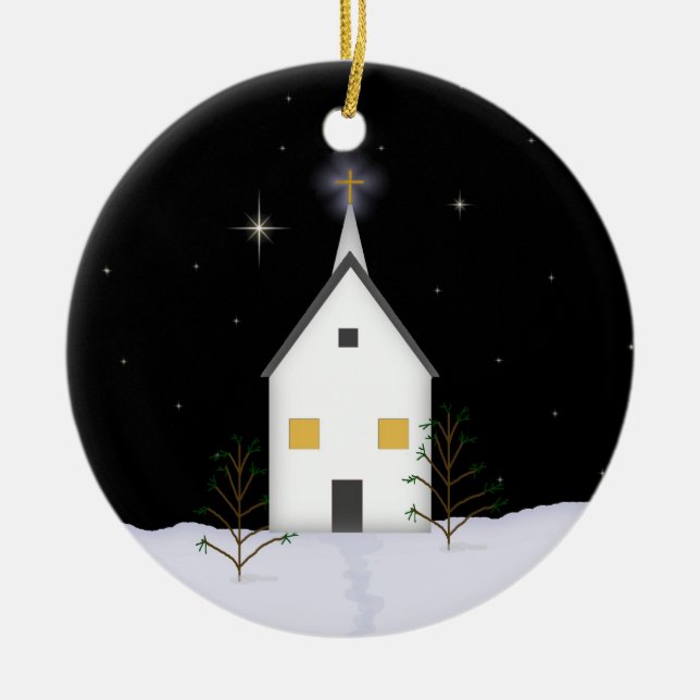 Kirchen-WeihnachtsErinnerungs-Verzierung Keramik Ornament (Vorne)
