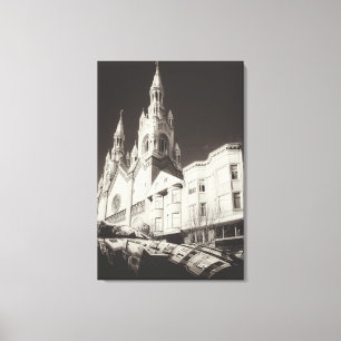 Kirchenarchitektur in Schwarz und Weiß Leinwanddruck