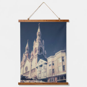 Kirchenarchitektur Stadtbild und Reflexion Wandteppich Mit Holzrahmen