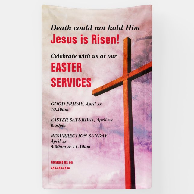 KIRCHENDIENSTE IM OSTEN | Jesus ist Risen Banner (Vertikal)
