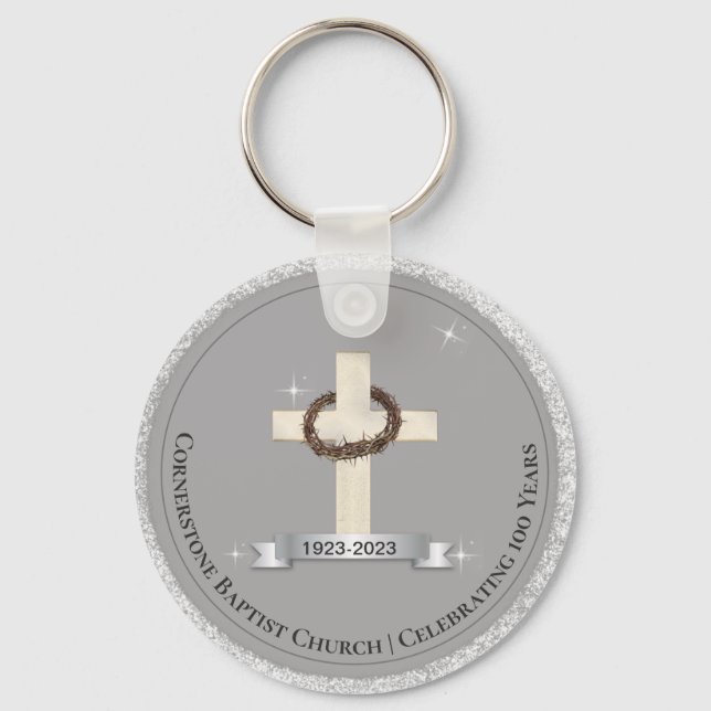 Kirchenjubiläum Souvenir Gastgeschenke Silver Schlüsselanhänger (Vorderseite)
