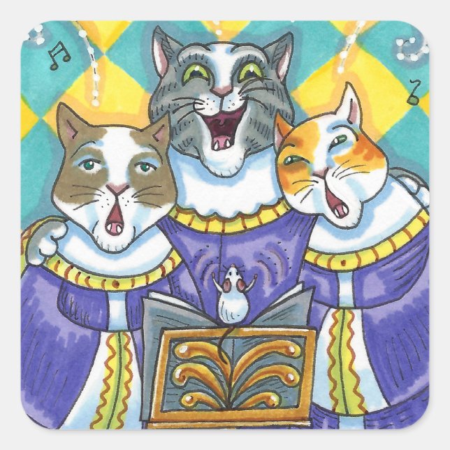 KIRCHENKATZEN UND MÄUSCHENKÖRPER QUADRATISCHER AUFKLEBER (Vorderseite)