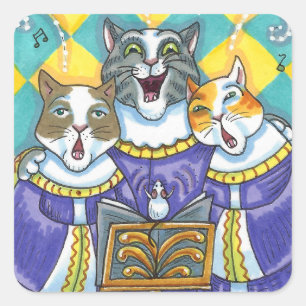 KIRCHENKATZEN UND MÄUSCHENKÖRPER QUADRATISCHER AUFKLEBER