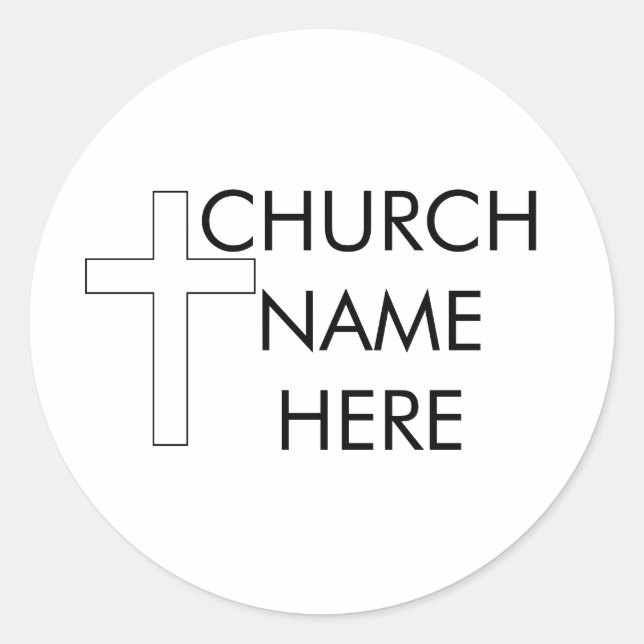 Kirchenname mit Christlichem Kreuz Runder Aufkleber (Vorderseite)