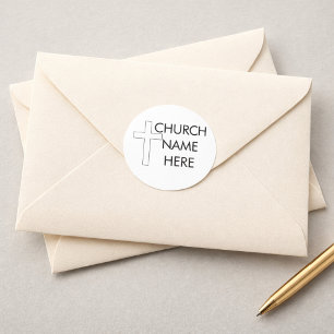 Kirchenname mit Kreuz christlich Runder Aufkleber